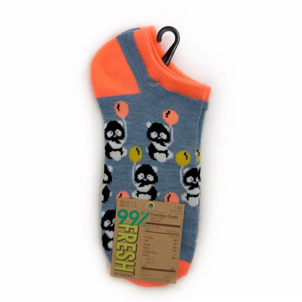 Panda Bear Balloon No Show Socks Neon Womens Fun Gift